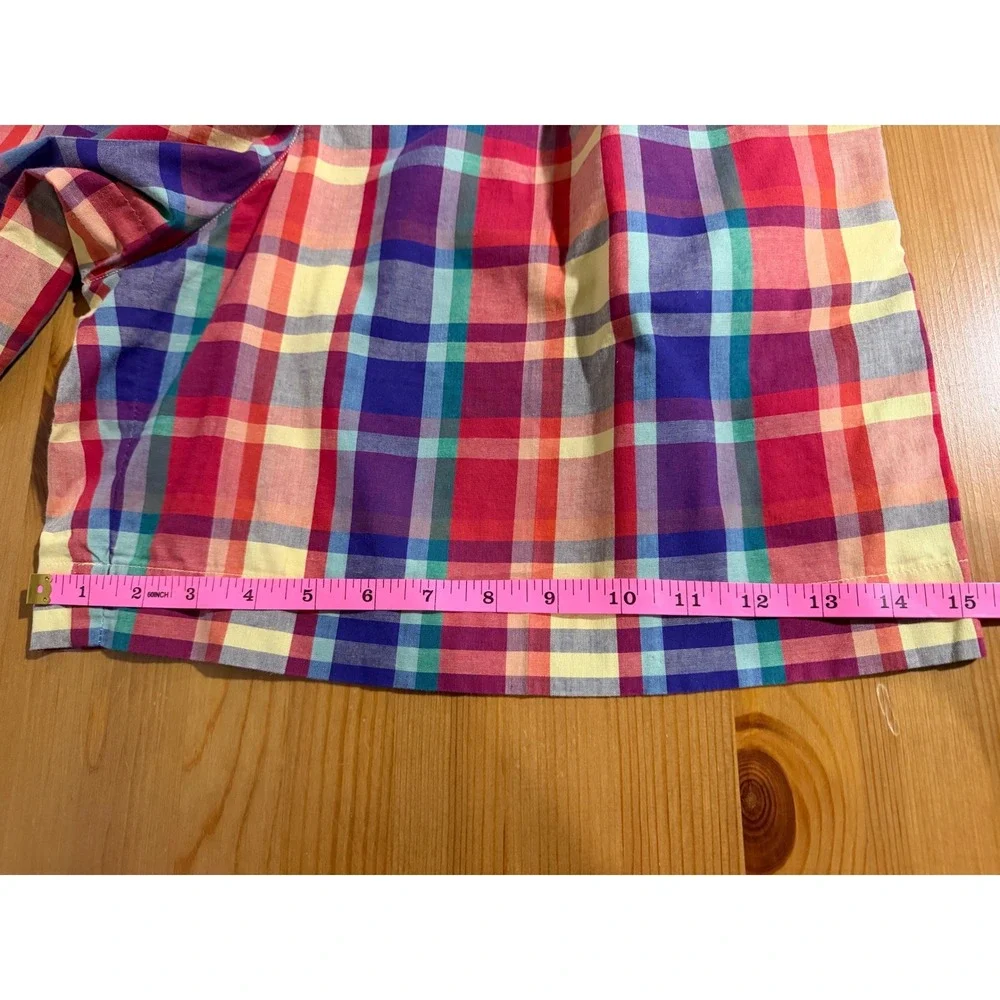 Vintage 80's Lizsport Plaid Shorts Women's 14 Multicolor Cotton Pleated Bermuda